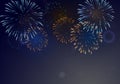 Brightly Colorful Fireworks on twilight background