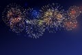 Brightly Colorful Fireworks on twilight background