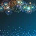 Brightly Colorful Fireworks on twilight background