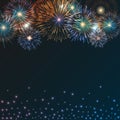 Brightly Colorful Fireworks on twilight background