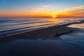 Brightly colorful sunrise on the sea coast. Nature wallpaper