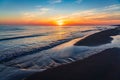 Brightly colorful sunrise on the sea coast.Nature wallpaper