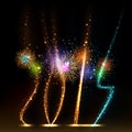 2014 brightly colorful vector fireworks and salute Royalty Free Stock Photo