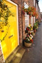 Brightly coloured door in the pretty English floral village of Croston Royalty Free Stock Photo