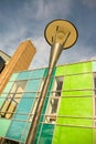 Brightly coloured modern building and streetlamp Royalty Free Stock Photo