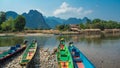 Colorful Pirogues on Nam Song River, Laos