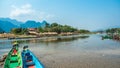 Colorful Pirogues on Nam Song River, Laos