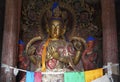 Statue of Tibetan deities inside the Buddhist Kumbum chorten in Gyantse in the Pelkor Chode Monastery - Tibet