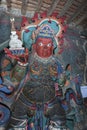 Brightly coloured statues of Tibetan deities inside the Buddhist Kumbum chorten in Gyantse in the Pelkor Chode Monastery - Tibet