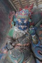 Brightly coloured statues of Tibetan deities inside the Buddhist Kumbum chorten in Gyantse in the Pelkor Chode Monastery - Tibet