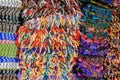 Brightly coloured textiles on craft market
