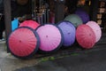 Brightly coloured umbrellas on display in Bepu Japan Royalty Free Stock Photo