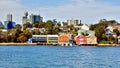 The brightly coloured Waterview Wharf Workshops in Balmain - NSW, Australia