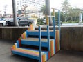 Brightly coloured wooden steps