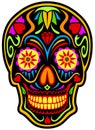 Brightly-Decorated Black Sugar Skull Royalty Free Stock Photo