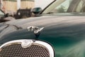 Brightly green Jaguar S-type 2007 front view Royalty Free Stock Photo