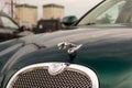 Brightly green Jaguar S-type 2007 front view Royalty Free Stock Photo