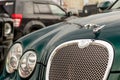 Brightly green Jaguar S-type 2007 front view Royalty Free Stock Photo