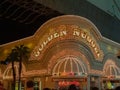 Brightly illuminated entrance to Golden Nugget casino in Fremont or old city area