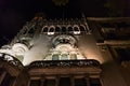Brightly illuminated facade of a beautiful building along Passeig de Gracia in Barcelona