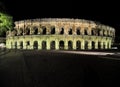 Brightly Lit Ancient Roman Arena Of Nimes France Royalty Free Stock Photo