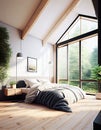 Brightly Lit Bedroom: Architectural Photography at its Finest Royalty Free Stock Photo