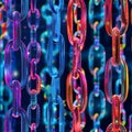 Brightly Lit, Colorful Technology Chain, Repeating Pattern
