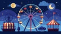 Brightly lit ferris wheels and spinning swings dazzle against the night sky transporting visitors back to a simpler time