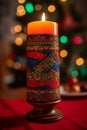 Brightly Lit Kwanzaa Kinara on Festive Daytime Background Royalty Free Stock Photo