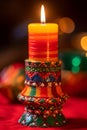 Brightly Lit Kwanzaa Kinara on Festive Daytime Background Royalty Free Stock Photo