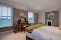 Brightly lit luxury traditional bedroom