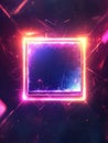 Brightly lit microchip design glowing with neon colors and abstract effects in a futuristic setting. Generative AI