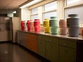 Office water cooler with reusable cups