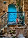 Blue Doorway in Old Jaffa Port in Tel Aviv, Israel