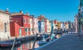 Brightly painted houses of Burano Island. Venice. Italy