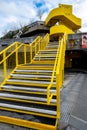 Brightly Painted Yellow Staircase Leading To The Southbank Centre Off Queens Walk Southbank
