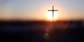 The brightly rising New Year\'s sunrise and the holy cross of Jesus Christ Royalty Free Stock Photo