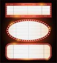 Brightly theater glowing retro cinema neon sign Royalty Free Stock Photo
