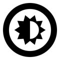 Brightness and contrast setting icon black color in circle Royalty Free Stock Photo