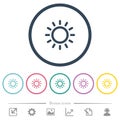 Brightness control flat color icons in round outlines Royalty Free Stock Photo