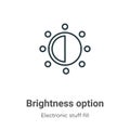 Brightness option outline vector icon. Thin line black brightness option icon, flat vector simple element illustration from