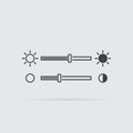 Brightness slider icon in flat style isolated on grey background