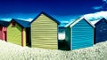 Brighton Beach colorful wooden cabins, panoramic view. Victoria - Australia Royalty Free Stock Photo