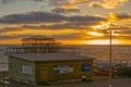 Brighton beach & old pier in sunset. England Royalty Free Stock Photo