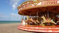 Brighton: carousel on beach panorama