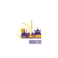 Brighton city emblem. Colorful buildings.