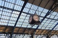 BRIGHTON, EAST SUSSEX, ENGLAND - NOVEMBER 13, 2018: Historic Victorian clock inside Brighton railway station. Royalty Free Stock Photo