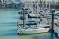 Brighton, England. Boats, yachts, and fishing boats moored at Brighton Marina docs Royalty Free Stock Photo