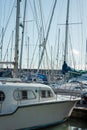Brighton, England. Boats, yachts, and fishing boats moored at Brighton Marina docs Royalty Free Stock Photo
