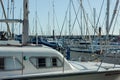 Brighton, England. Boats, yachts, and fishing boats moored at Brighton Marina docs Royalty Free Stock Photo